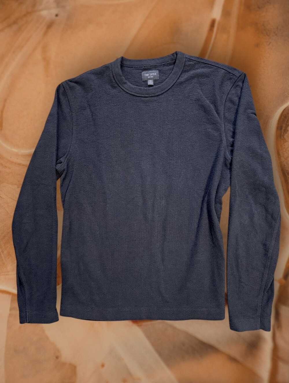 Todd Snyder Pitch Black Cotton Terry Crewneck Long Sleeve Sweatshirt XS Fall